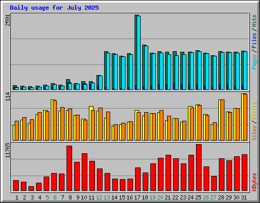 Daily usage for July 2025