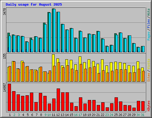 Daily usage for August 2025
